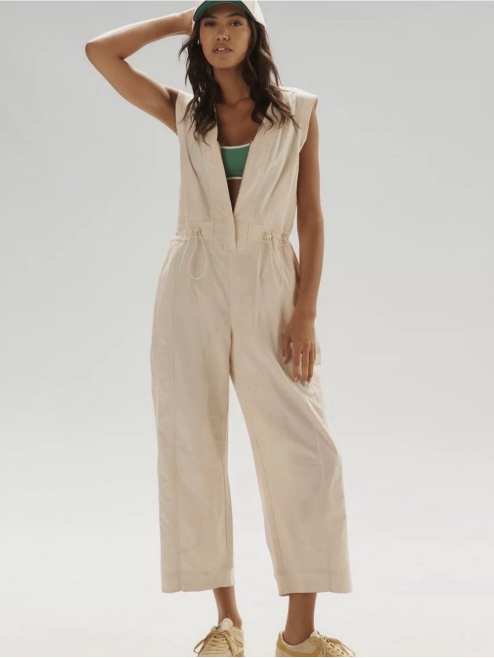 Like NEW Anthropologie Sleeveless Utility Jumpsuit in Cream